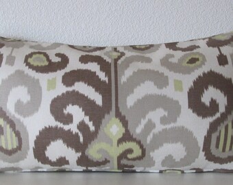 Pillow Cover - Ikat - Natural - Brown - Taupe - 12x24 - Decorative - Lumbar - Cushion Cover