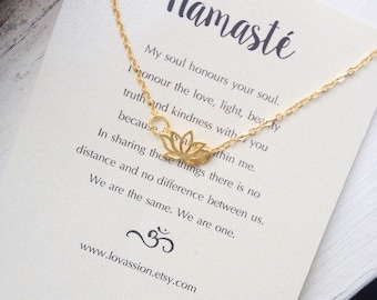 Lotus Necklace, gold lotus flower necklace, gold lotus necklace, tiny lotus necklace, namaste necklace, yoga jewelry, 14K gold