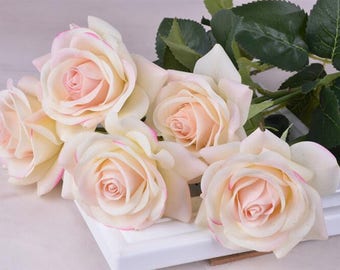 Bridal Flowers Real Touch Roses 10 Stems Latex Wedding Floral Decoration Blush Pink Elegant Flowers For Bridal Bridesmaids Bouquet ZHH-GSG-A