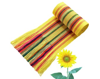 Striped Yellow Sash, SA21 - Bohemian Belt - Guatemalan Textiles - Ethnic Sash - Gypsy Clothing - Woven Sash - Fabric Sash Belt
