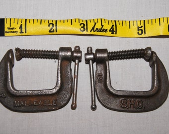 Vintage 1950’s - Standard Hardware Co - SHC - small Malleable Iron Clamps - 121 (set of 2)