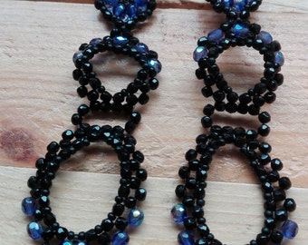Victorian earrings black and purple