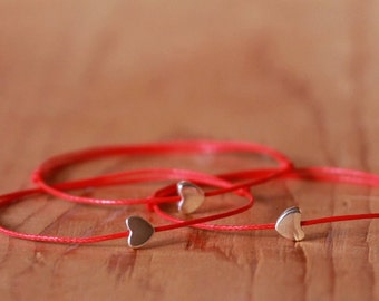 Red string bracelet, Heart bracelet, Kabbalah bracelet, Silver Heart bracelet, Amulet bracelet, Protection bracelet,Love Friendship Bracelet