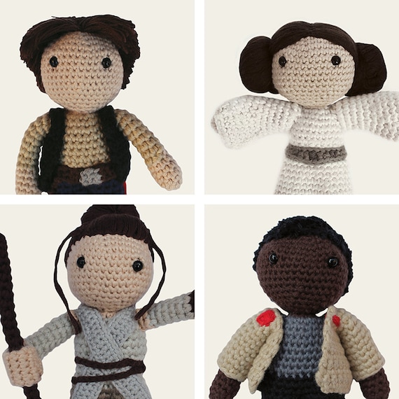 Star Wars Pack: Han Solo, Leia, Rey & Finn. Amigurumi Pattern PDF.