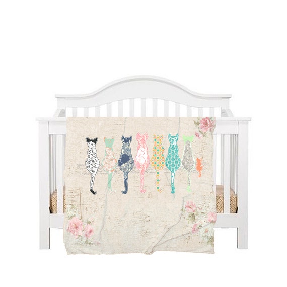 cat nursery bedding cat bedroom decor cat blanket crib