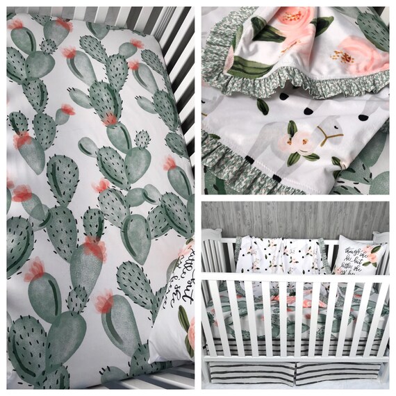 Custom Made Baby Bedding Llama Desert Cactus Fl