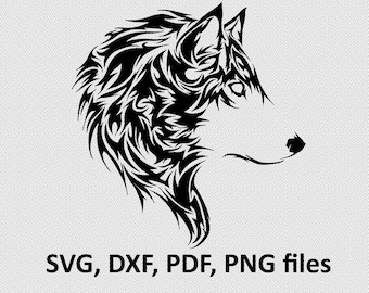 Wolf SVG/ Wolf DXF/ Wolf Clipart/ Wolf Files, tribal symetric cutting, silhouette, DXF, Wolf vector, Wolf head, T Shirt design, wolves, dog