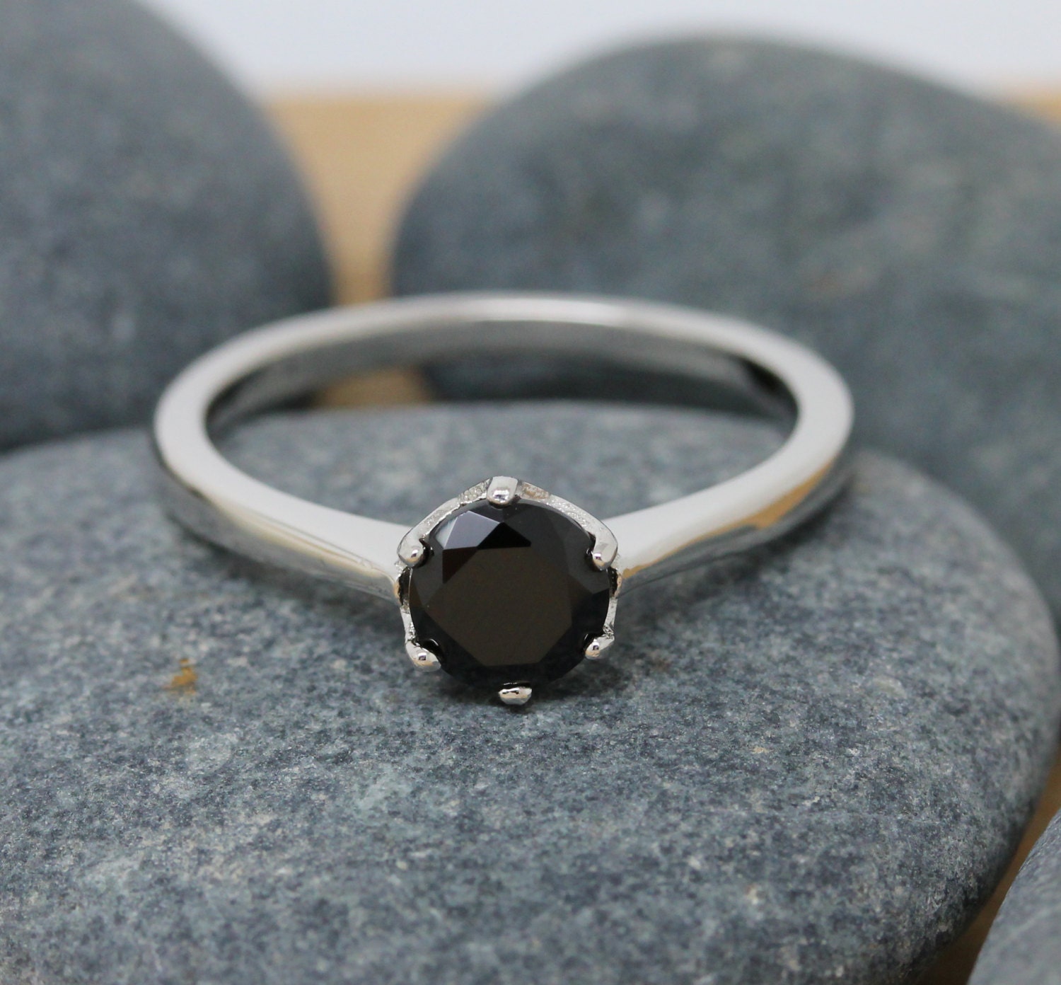 black diamond solitaire ring