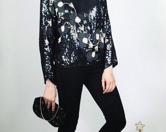 Vintage 80's Embellished Silk Blouse