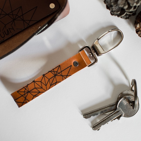Download Leather Keychain with geometric pattern leather keyholder