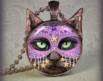 KM6 Purple Masked Black Cat pendant