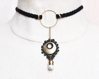 Lace choker necklace - ARTILLERY - Black lace