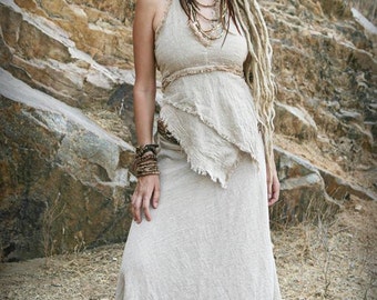 Earth Frayed Top ~ Natural Cotton