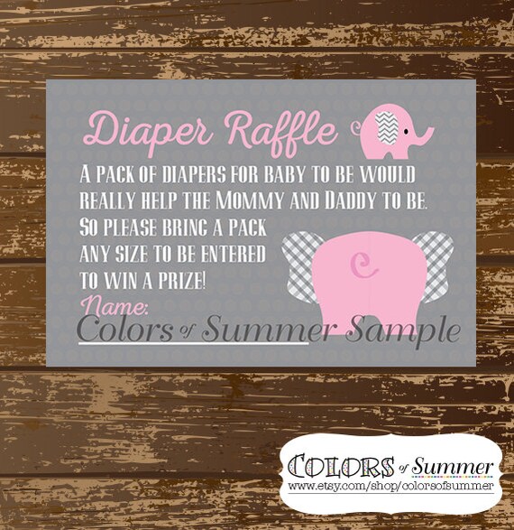 Diaper Raffle Cards Elephant Diaper Raffle Elephant themed