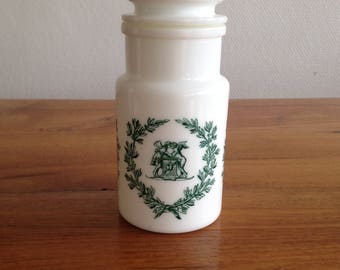 opal glass apothecary jar - vintage
