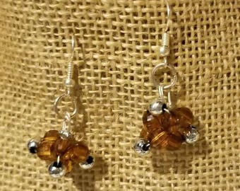 Brown Cluster Earrings