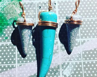 Wire Wrapped Stone "Fang" Pendants