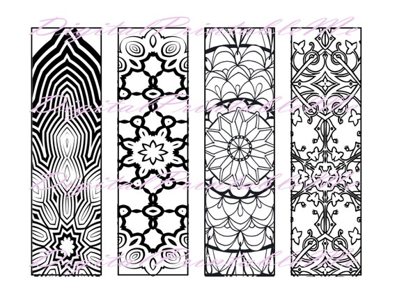 printable bookmark coloring page book mark adult instant