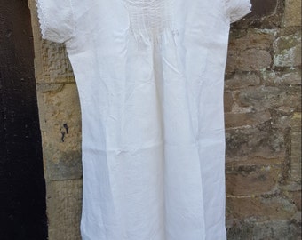 Vintage French Cotton Nightie, Linen Gown, French Linen Gown, Cotton Nightdress, French Nightdress, Vintage top, Vintage Cotton nightdress