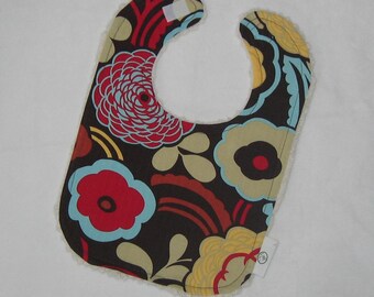 Alexander Henry Mocca Mod Flowers and Chenille Boutique Bib - SALE