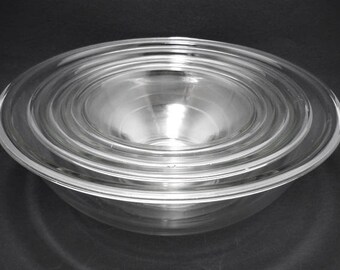 Vintage Clear Pyrex Mixing Bowls, Pyrex Mixing Bowl Set, Pyrex Bowls, Pyrex Nesting Bowls, Pyrex Clear Glass Mixing Bowls,Glass Mixing Bowls
