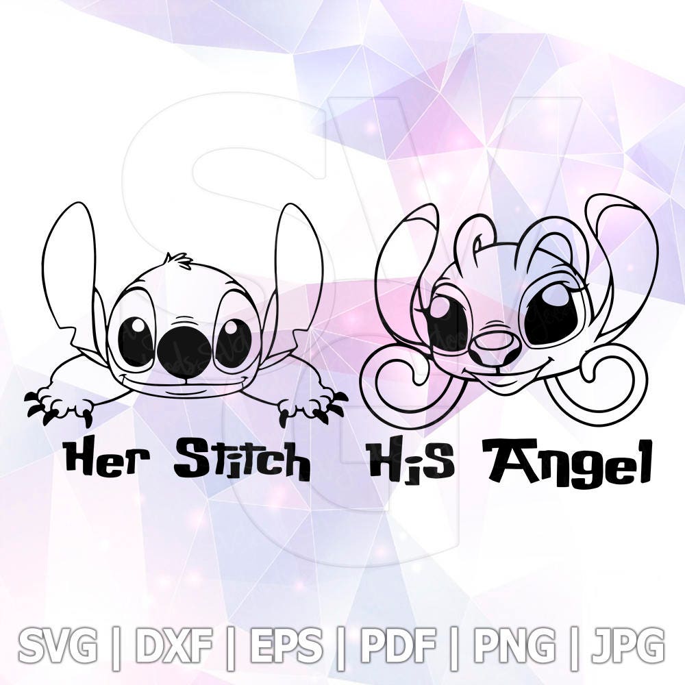 Download Lilo and Stitch Peeking Her Stitch His Angel Layered SVG ...