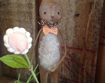 Easter, Bunny, Chocolate, Flower, Spring, Folk Art, Paperclay