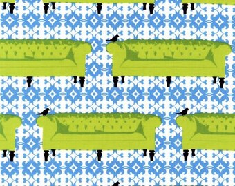 1 Yard TUFTED TWEETS Furniture SOFAS Bird Grass Lime Furniture Kaufman Home Decorating Quilting Sewing Fabric