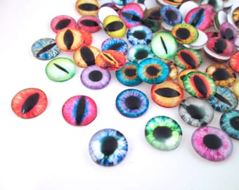 Multicolor Glass Eye Cabochons , Pick your size, Perfect for Halloween, #698a #698b #702a #702b
