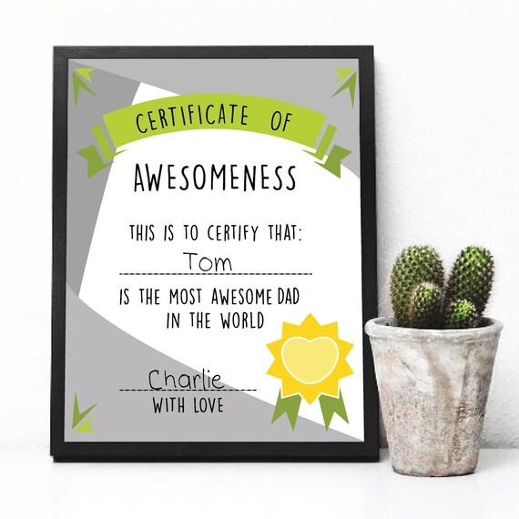 dad award certificate best dad award father day sign best