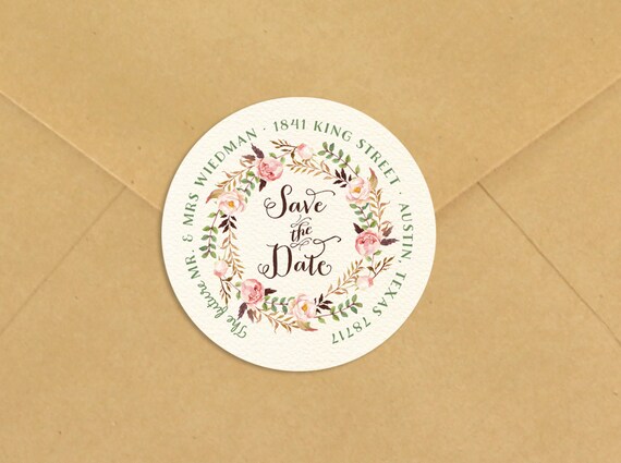 save the date return address label rustic boho custom