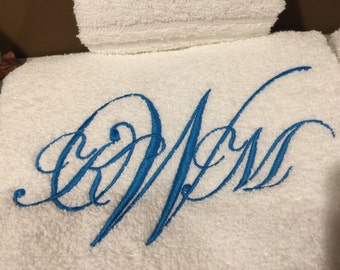 Monogram 3 Letter Towel Set of 2