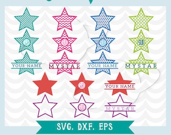 Star svg, star dxf, star eps, star stencil, star transfer, star cuttable file, star cutting files, monogram star, split monogram star
