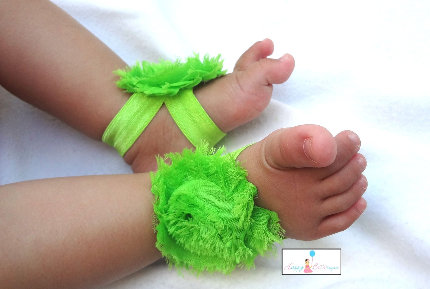 Baby Barefoot Sandals Infant / Lime Shabby Baby Barefoot