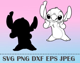 SVG Lilo and Stitch Vector Layered Cut File Silhouette Cameo Cricut Design Template Stencil Vinyl Decal Tshirt Heat Transfer Iron on