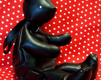 Cute Gothic Lolita black leatherette USEFUL BEAR BAG teddy