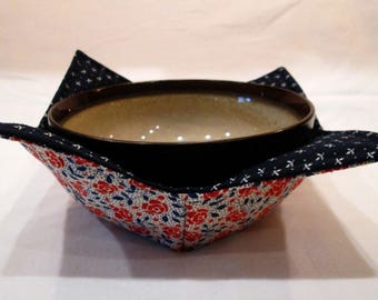 Microwave Bowl Cozy, Microwave Bowl Potholder, Reversible Bowl Holder, Hot or Cold Bowl Holder