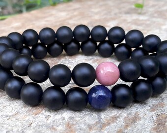 Distance Bracelets, Pink and Blue Matching Set, Girlfriend/Boyfriend Gift, His Hers, Long Distance, For Friendships/Relationships/Couples