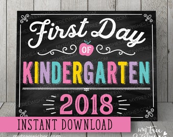 First Day of Kindergarten Sign - First Day of Kindergarten Chalkboard - First Day of School Chalkboard Sign - First Day of School Printable
