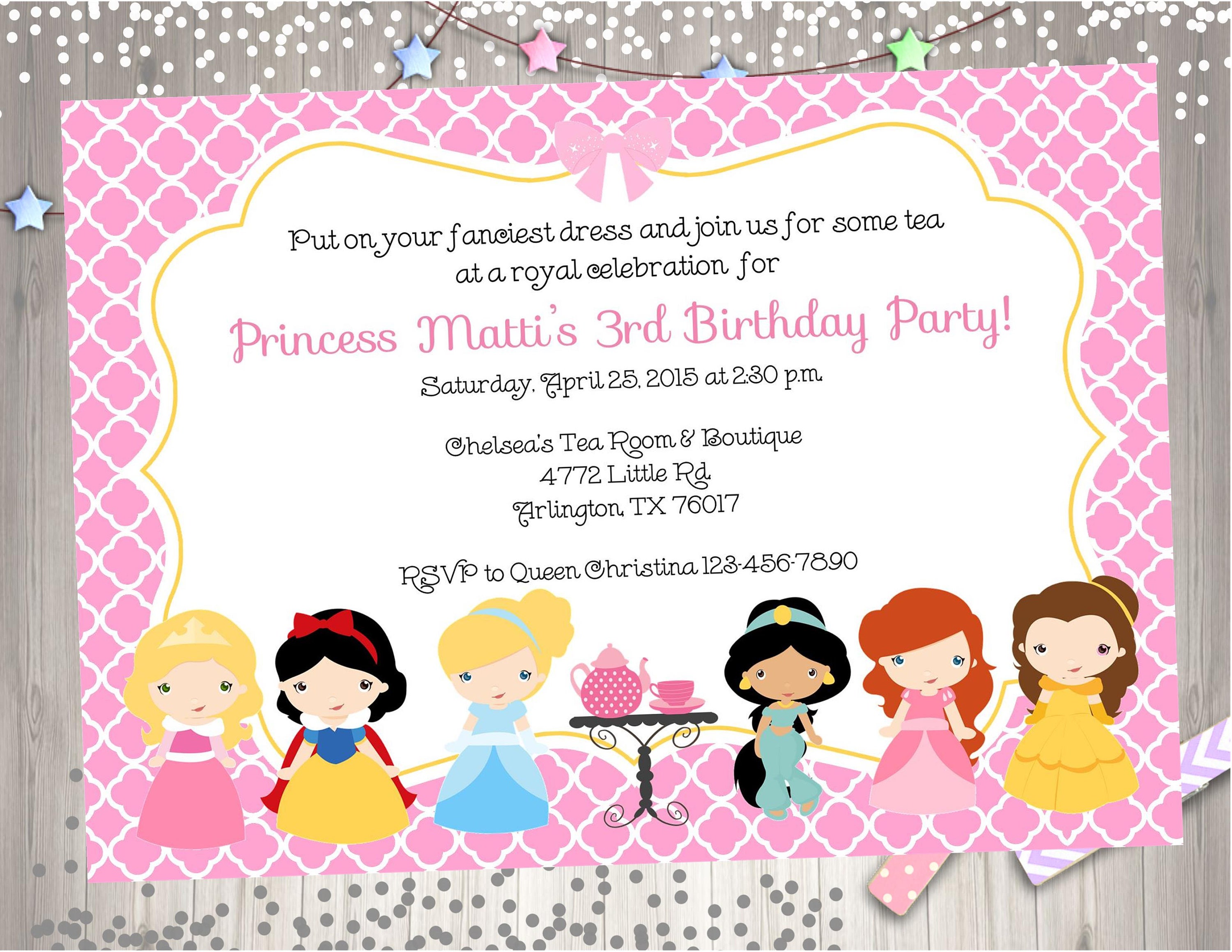 Princess Tea Party Invitation invite princess Tea Party