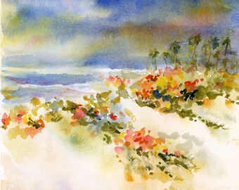 Seascape Original Watercolor Painting - Ocean Painting - Ocean Art - Original Watercolor Painting by ConnieTownsArt