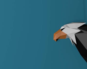 Papercraft Eagle Head, Paper Trophy, Paper Animal Head, Paper Craft DIY Eagle Trophy, Eagle Trophy, DIY template