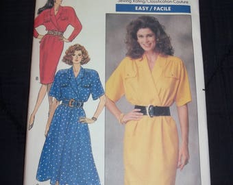 Butterick Misses' Dress - Shawl Collar circa 1989 Sewing Pattern