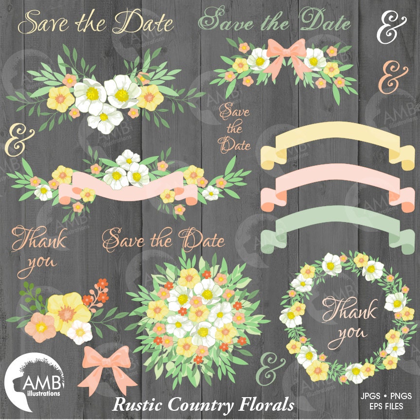 Wedding clipart Rustic Wedding clipart Bridal shower