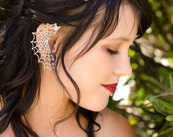 Spider Web Ear Wrap Silver - Spider Web Ear Cuff - Spider Web Earring - Spider Web Jewelry - Spider Ear Cuff Spider Earring - Spider Jewelry