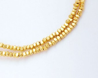 130 of Karen hill tribe 24k Vermeil Style Faceted Seed Beads 1.6x1 mm. 6.5" :vm0578