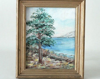 Framed Original Seaside Painting On Canvas