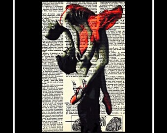 291 Ballet modern dancers upcycle vintage dictionary paper