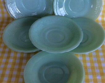 CHOICE Jane Ray or Alice pattern Anchor Hocking Fire King Jadite saucers