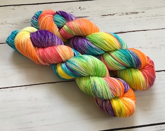 Skittles Hand Dyed Superwash Merino/ Nylon Sock Yarn